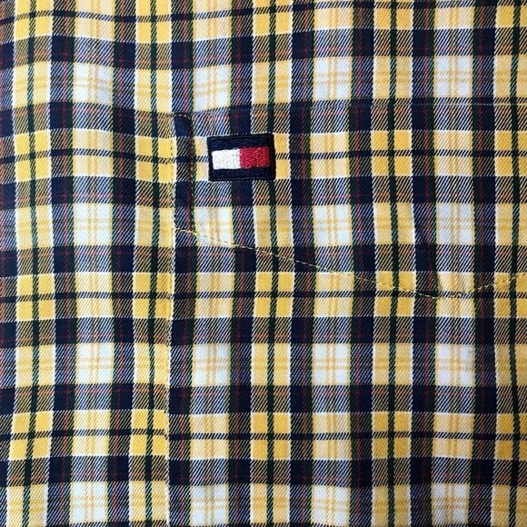 Tommy Hilfiger Plaid Button Down Shirt in Yellow/Blue Men’s Medium - Picture 3 of 6